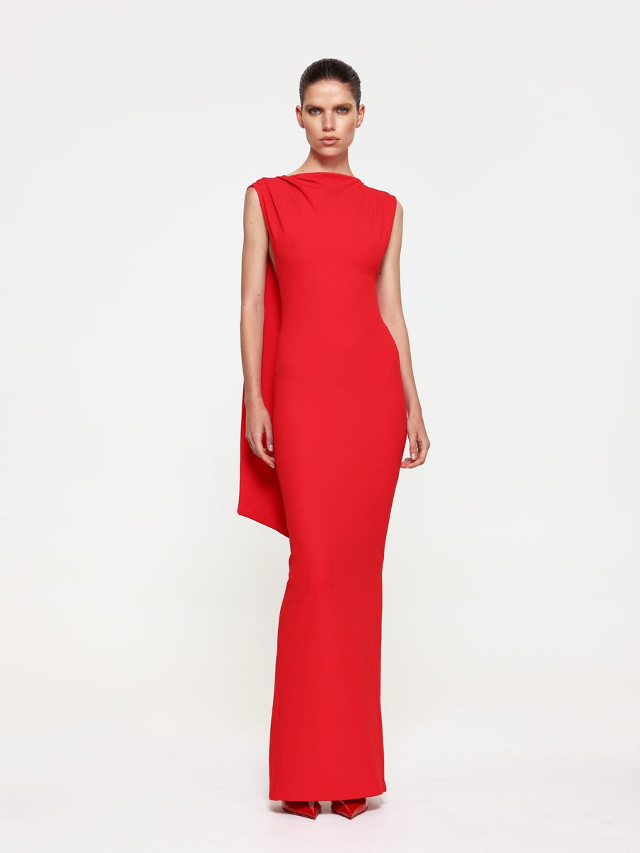 open lace back dress Audrey Gown - Cherry Red | Effie Kats