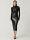 GIA MIDI DRESS - BLACK WETLOOK - EFFIE KATS