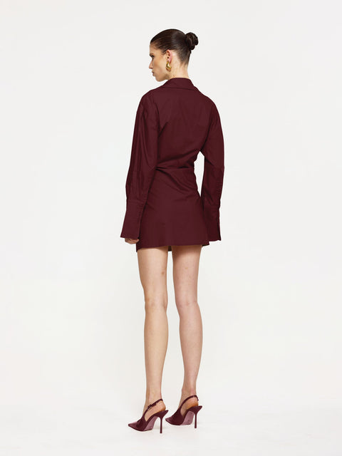 JULIANNE SHIRT DRESS - WINE - EFFIE KATS