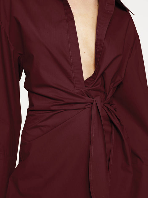 JULIANNE SHIRT DRESS - WINE - EFFIE KATS