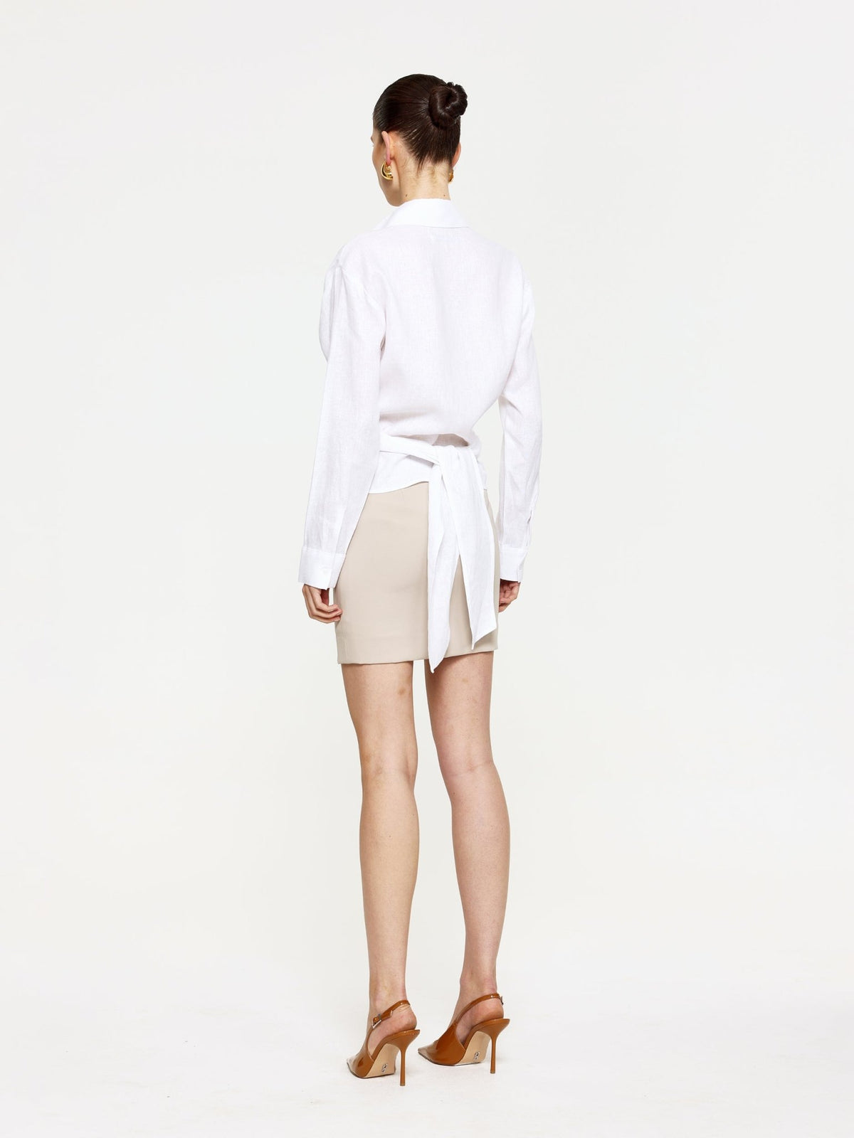 LINEN WRAP SHIRT - WHITE - EFFIE KATS