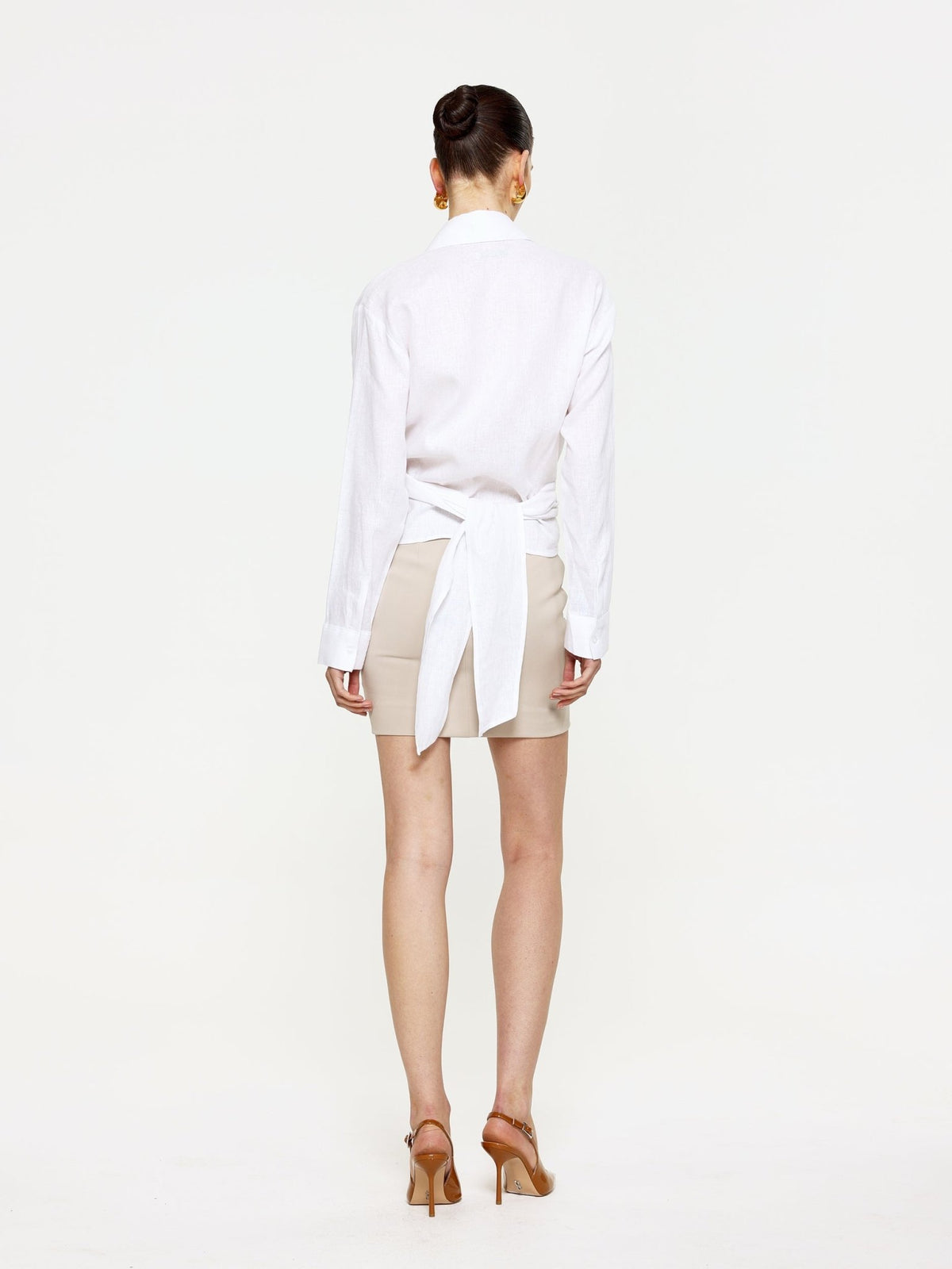 LINEN WRAP SHIRT - WHITE - EFFIE KATS