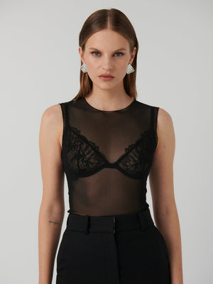 ADDISON MESH TOP - BLACK - EFFIE KATS
