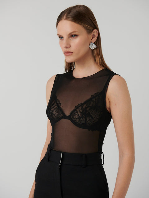 ADDISON MESH TOP - BLACK - EFFIE KATS