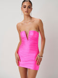 The Malaya Mini Dress - Neon Pink - EFFIE KATS