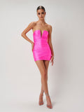 The Malaya Mini Dress - Neon Pink - EFFIE KATS