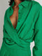 Wrap Linen Shirt - Green - EFFIE KATS